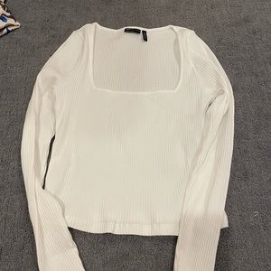 Plain white ribbed white long sleeve